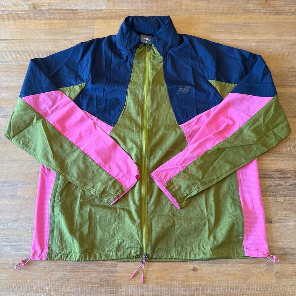 New Balance RC Jacket Mens Medium Packable Running Windbreaker Sea Moss Pink NWT